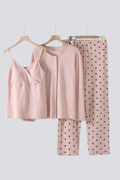 Tavia Pregnancy Nightwear - 3 Piece Cotton Set