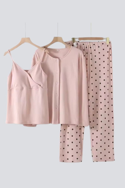 Tavia Pregnancy Nightwear - 3 Piece Cotton Set