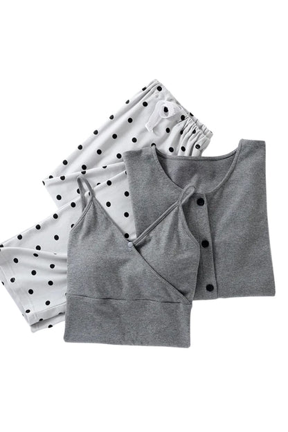 Tavia Pregnancy Nightwear - 3 Piece Cotton Set