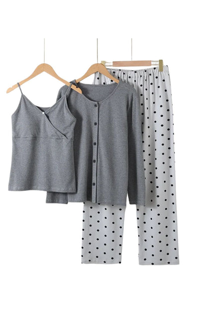 Tavia Pregnancy Nightwear - 3 Piece Cotton Set