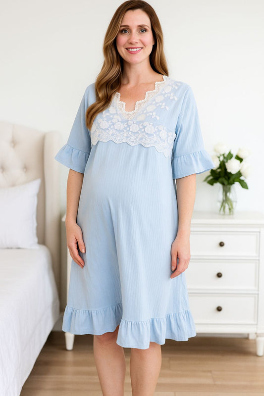 Helen Maternity Nursing Nightdress – Summer Pregnancy Dress