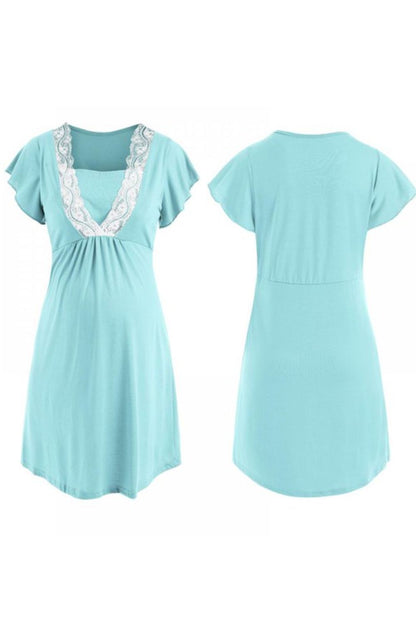 Riley Lace Maternity Robe Nightgown – With Adjustable Belt