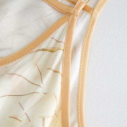 Sherrie Elegant Satin Nightgown – Bamboo Print Sleepwear