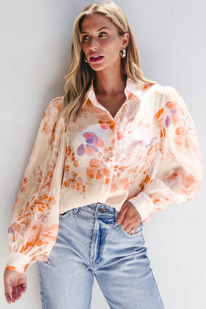 Cream floral print blouse

