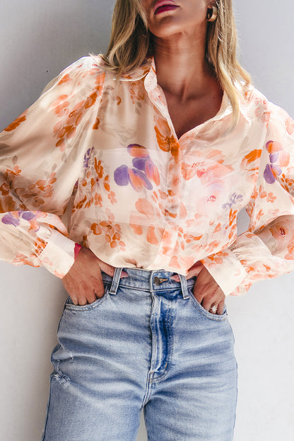 Sheer summer floral blouse

