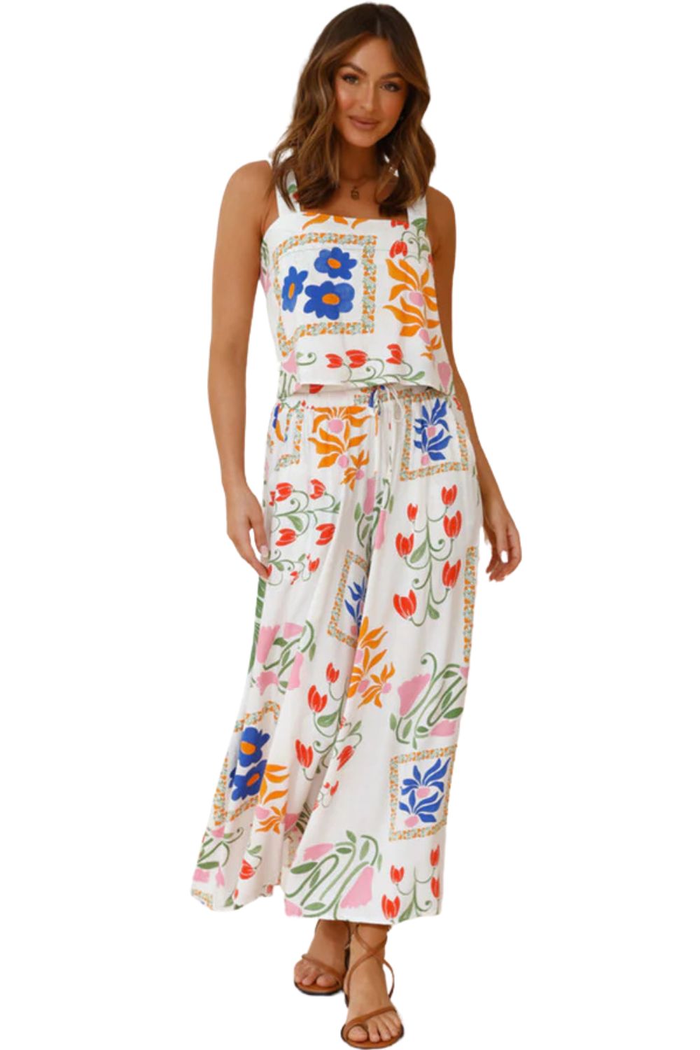 Boho floral crop top set