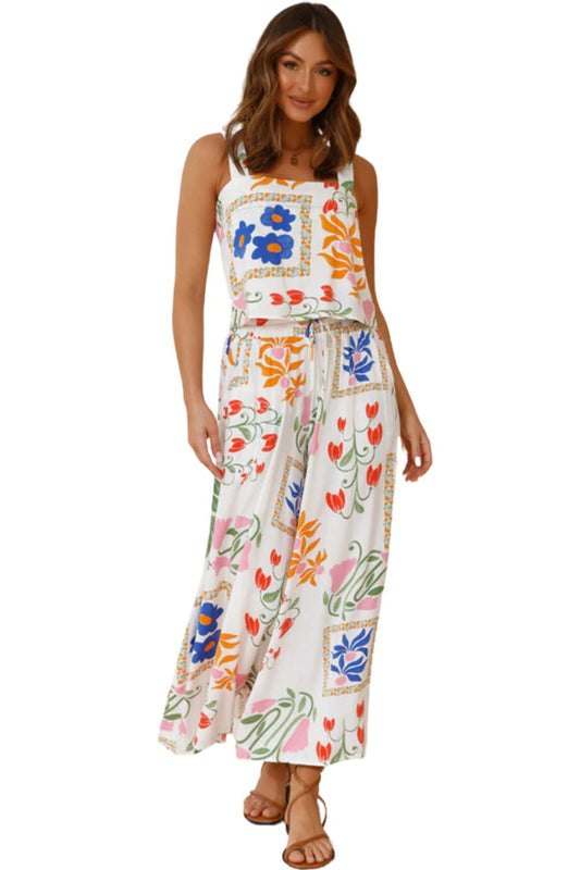 Boho floral crop top set