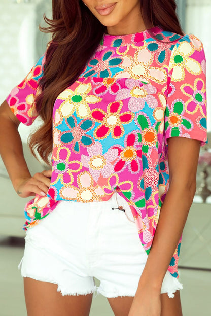  Floral V Neck Top