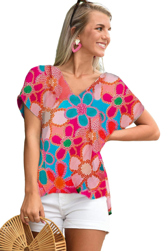 floral v-neck top women

