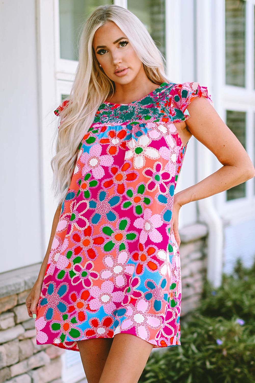 Bold floral print dress

