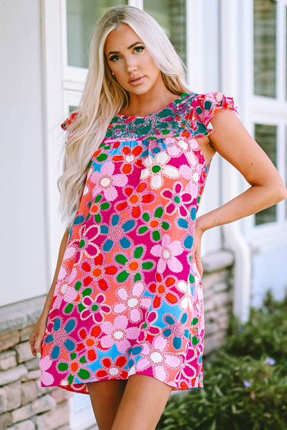 Bold floral print dress

