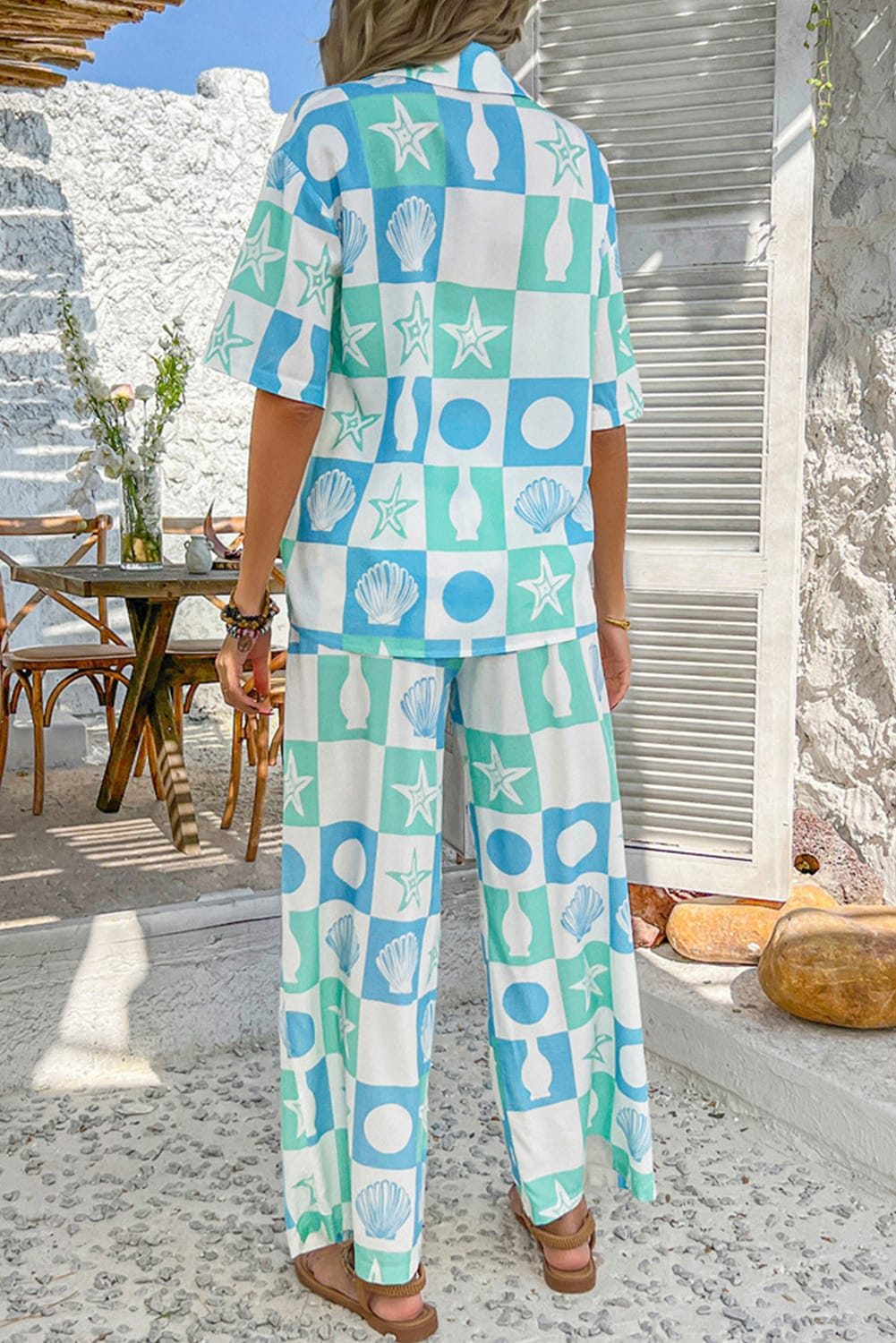 Shell print pants and shirt