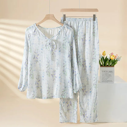 Celestia Bamboo Cotton Floral Pajama Set – Long Sleeve & Pants
