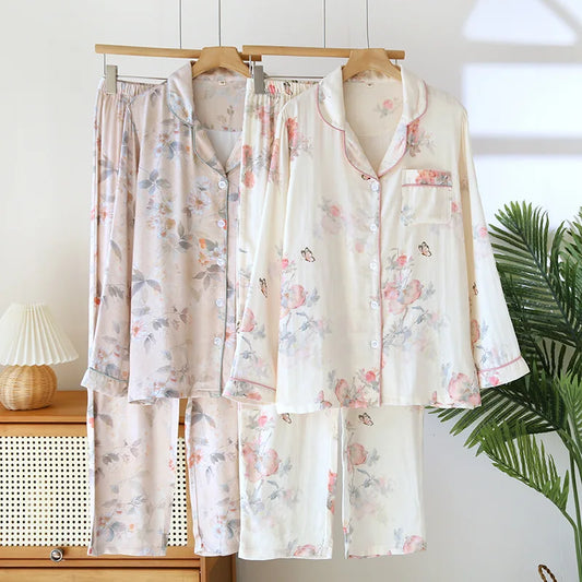 Rylee Retro Bamboo Fiber Women’s Pajama Set - Summer Sleepwear