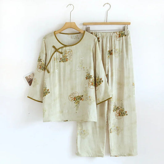 Kinsley Bamboo Fiber Women’s Pajamas set – Breathable Printed Summer Sleepwear
