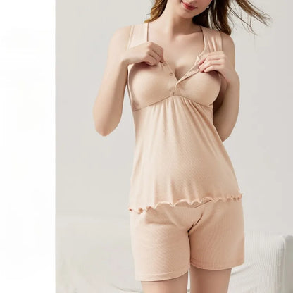 Petra Maternity Pajama Set – Nursing Tank & Shorts Sleepwear