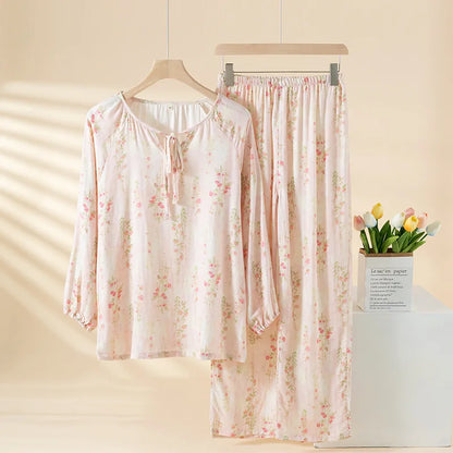 Celestia Bamboo Cotton Floral Pajama Set – Long Sleeve & Pants