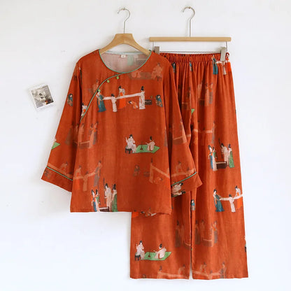 Kinsley Bamboo Fiber Women’s Pajamas set – Breathable Printed Summer Sleepwear