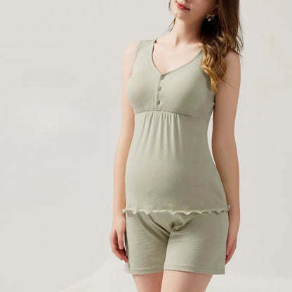 Petra Maternity Pajama Set – Nursing Tank & Shorts Sleepwear
