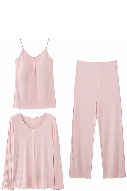 Alina 3 Piece Maternity Pajama Set -  Long Sleeve, Vest & Pants for Pregnancy & Nursing