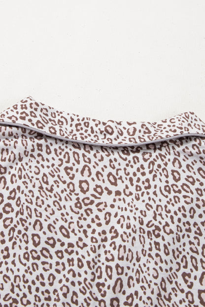 White Leopard Print Pajama Set – Long Sleeve & Pants for Valentine’s