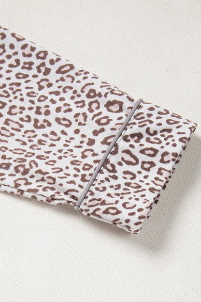 White Leopard Print Pajama Set – Long Sleeve & Pants for Valentine’s